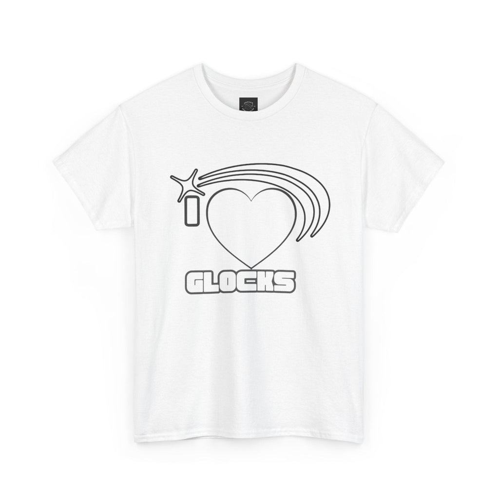 Graphic Tee — 'I  "heart" Glocks' Heart Logo T-Shirt (ALON3 Backprint)