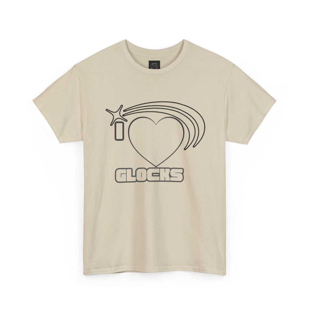 Graphic Tee — 'I  "heart" Glocks' Heart Logo T-Shirt (ALON3 Backprint)