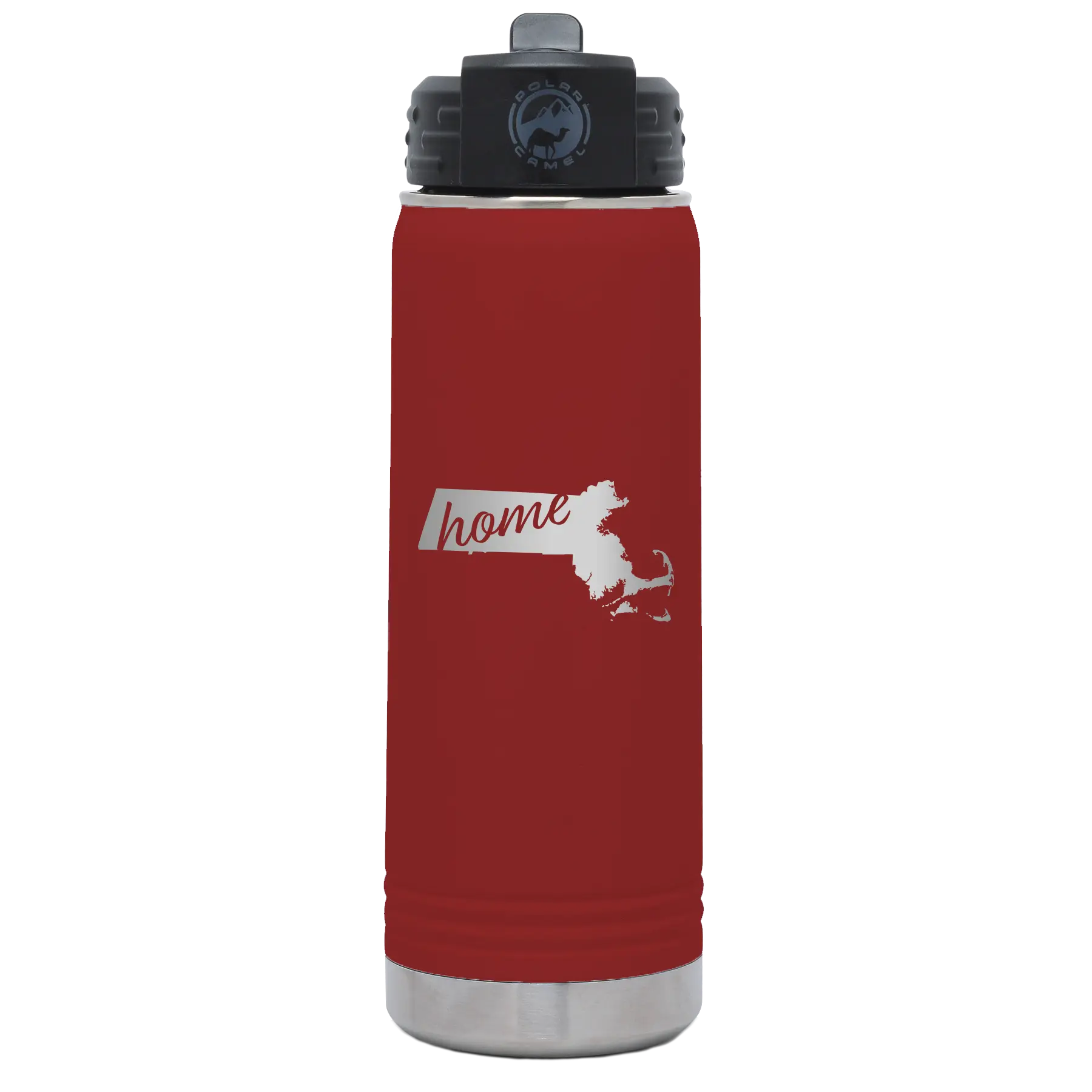 Massachusetts Home 20 oz Water Bottle | Maroon