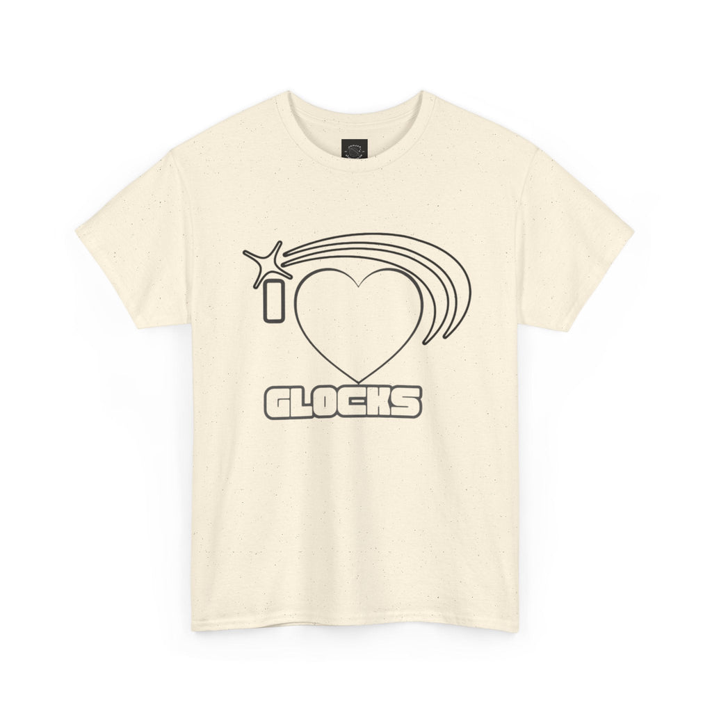 Graphic Tee — 'I  "heart" Glocks' Heart Logo T-Shirt (ALON3 Backprint)