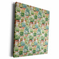 3dRose Pretty Terra Cotta Potted Catus Pattern - Museum Grade Canvas Wrap (cw-381658)