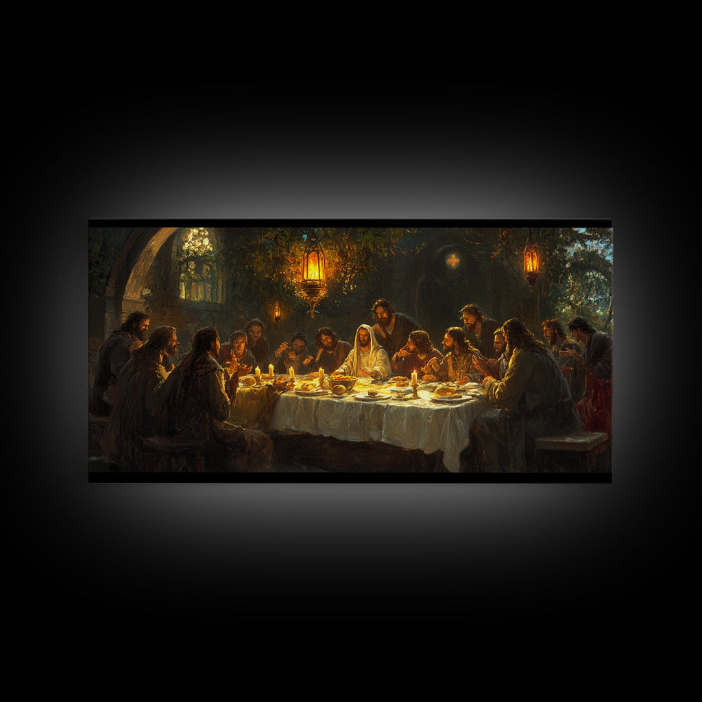 The Last Supper - Framed Canvas Print - Christian Wall Art - Chistmas Home Decor - Last Supper Oil Painting Print - Christian Home Decor