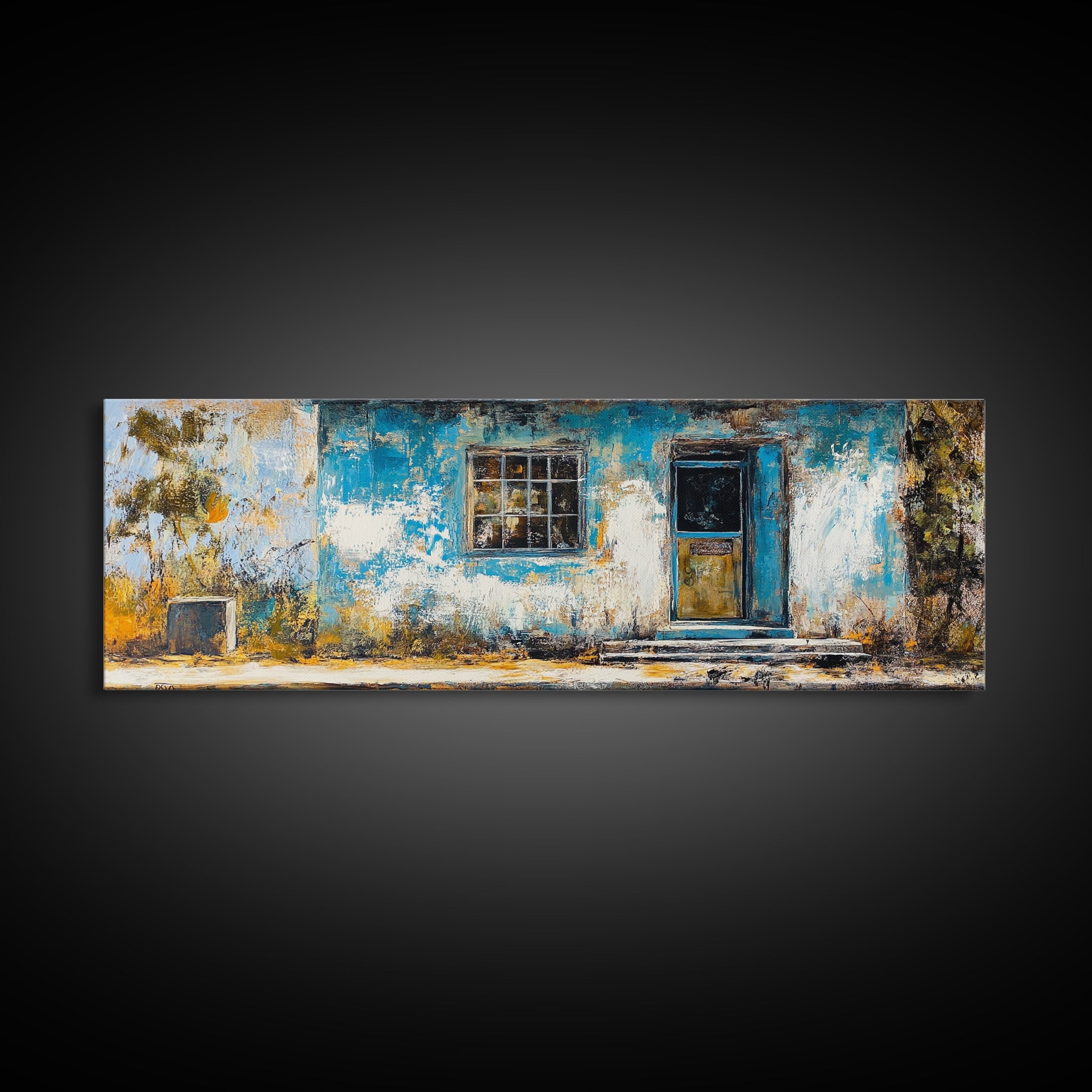 Weathered House Framed Canvas Print Rustic Wall Art, Home Decor, Old Building Painting, Shabby Chic Artwork, Farmhouse Aesthetic