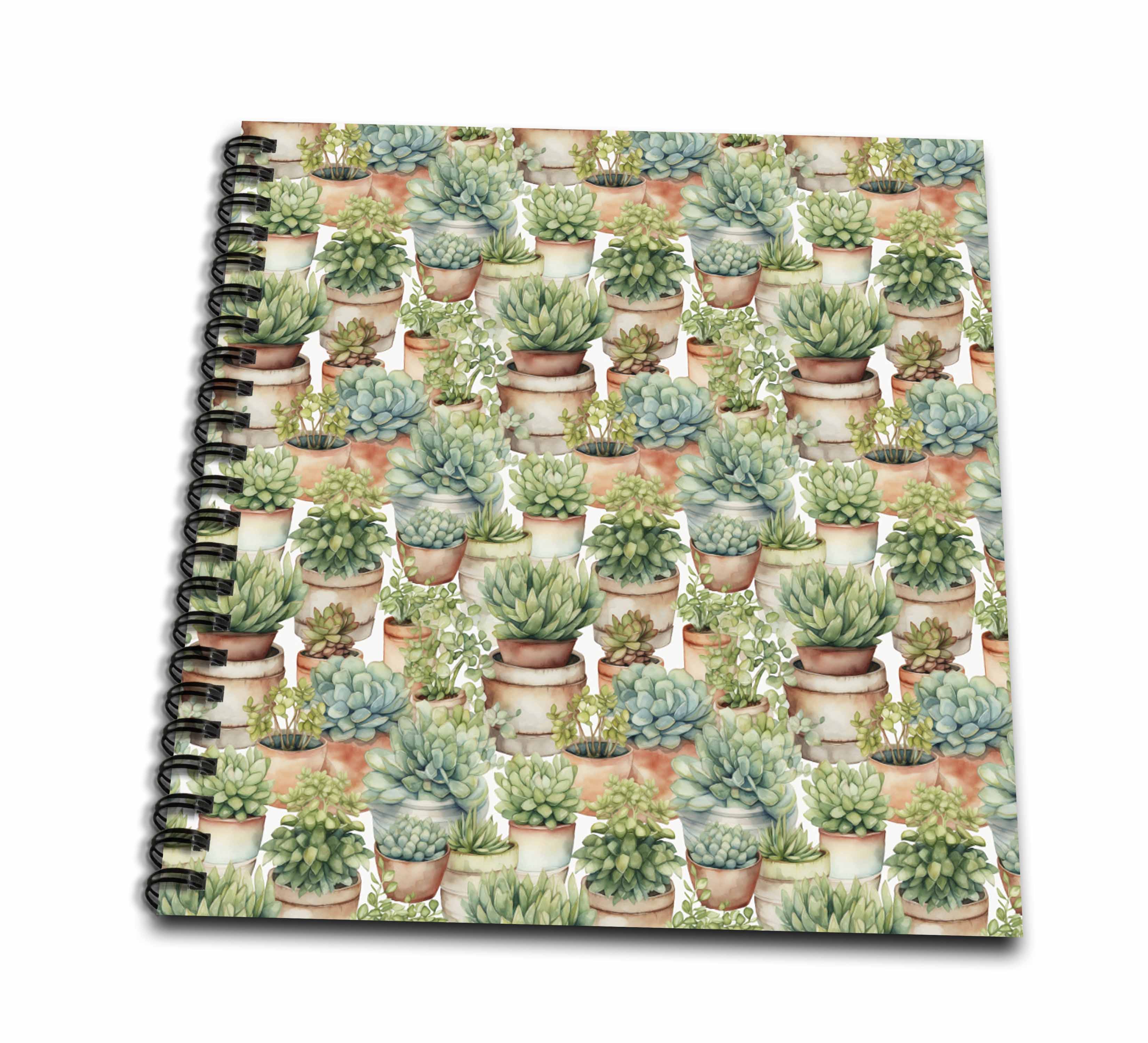 3dRose Pretty Terra Cotta Potted Catus Pattern - Drawing Books (db-381658)