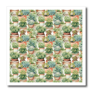3dRose Pretty Terra Cotta Potted Catus Pattern - Iron on Heat Transfers (ht-381658)