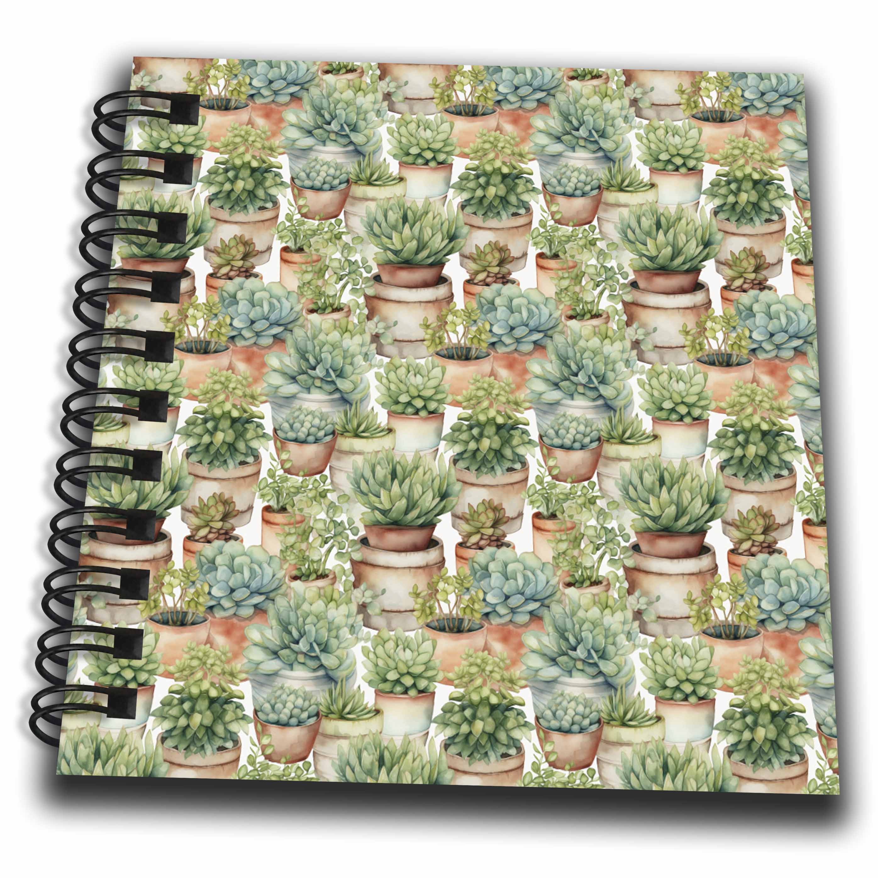 3dRose Pretty Terra Cotta Potted Catus Pattern - Drawing Books (db-381658)