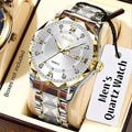 Mens Simple High-End Alloy Diamond-Encrusted Non-Mechanical Quartz Watch