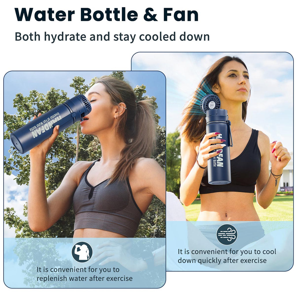Yescom Stainless Steel Water Bottle with Fan Keeps Water Cold for 24hours