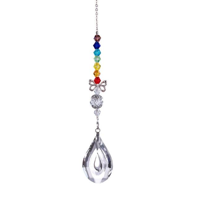 Metallic Hoop Moon Sun Catcher Hanging Crystal Pendant Chandelier Lamps Light Crystals Glass Pendants Light Rainbow Maker Wind Chime Hanging Drop Gift of Good Luck Garden Decor Hanging Ornament For Home Decoration