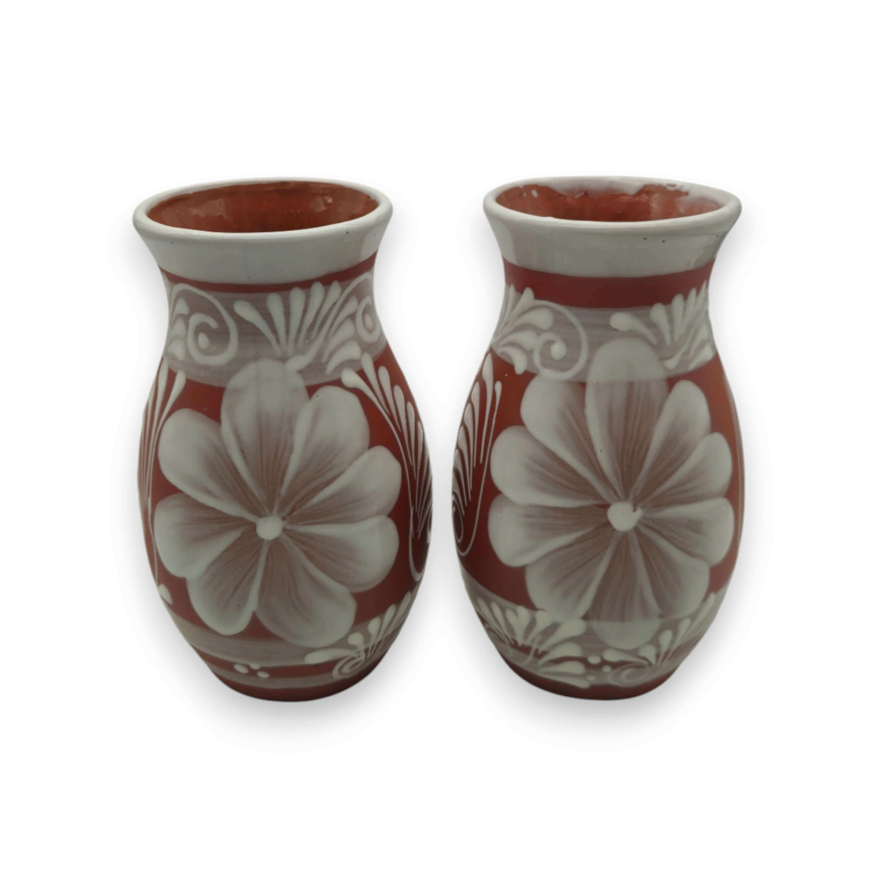 Terracotta Talavera Vase | Mexican Hand-Painted Pot